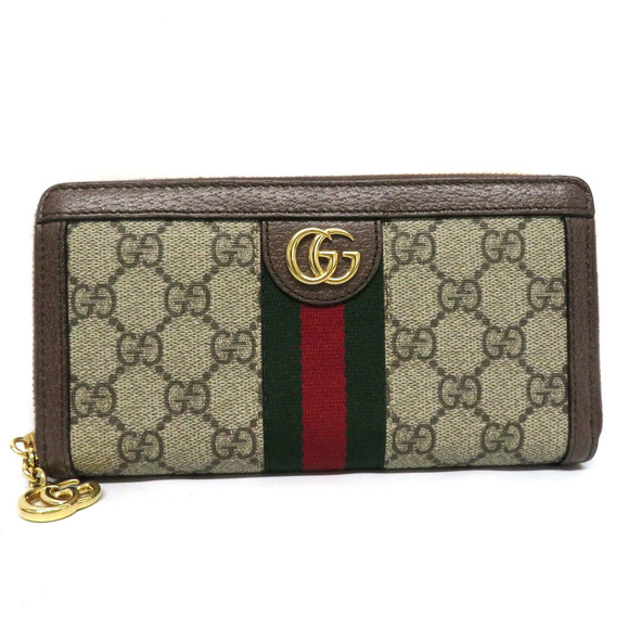 Gucci Zip Brown Ophidia Wallet GG Supreme - Picture 1 of 6